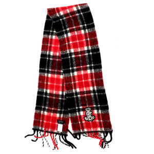 Ralph Lauren Wool Blend Scarf Red Plaid Black
